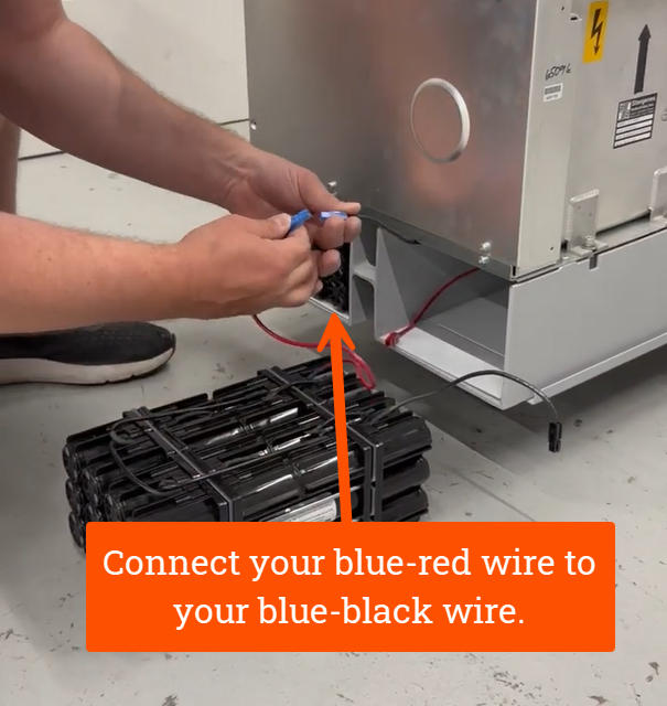 Connect your blue-red wire to your blue-black wire