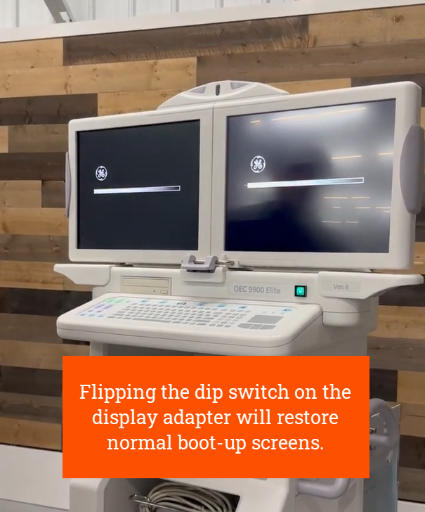 Flipping the dip switch will restore normal boot up screens