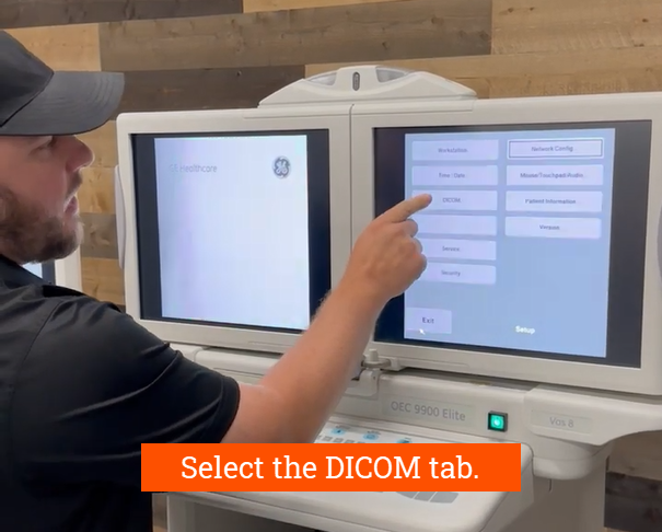 Select the DICOM tab on the OEC 9900