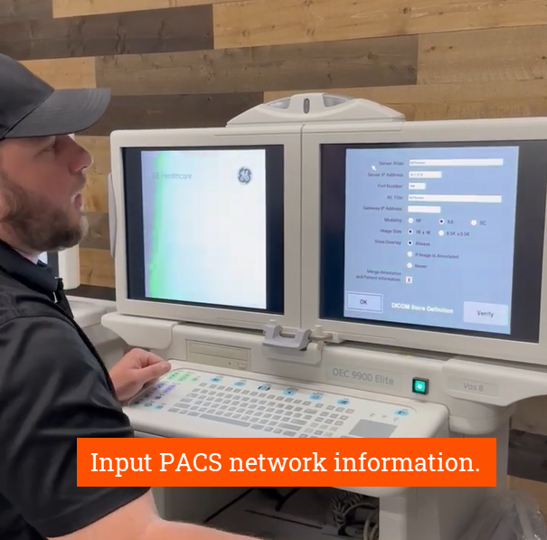 input PACS network information on a 9900